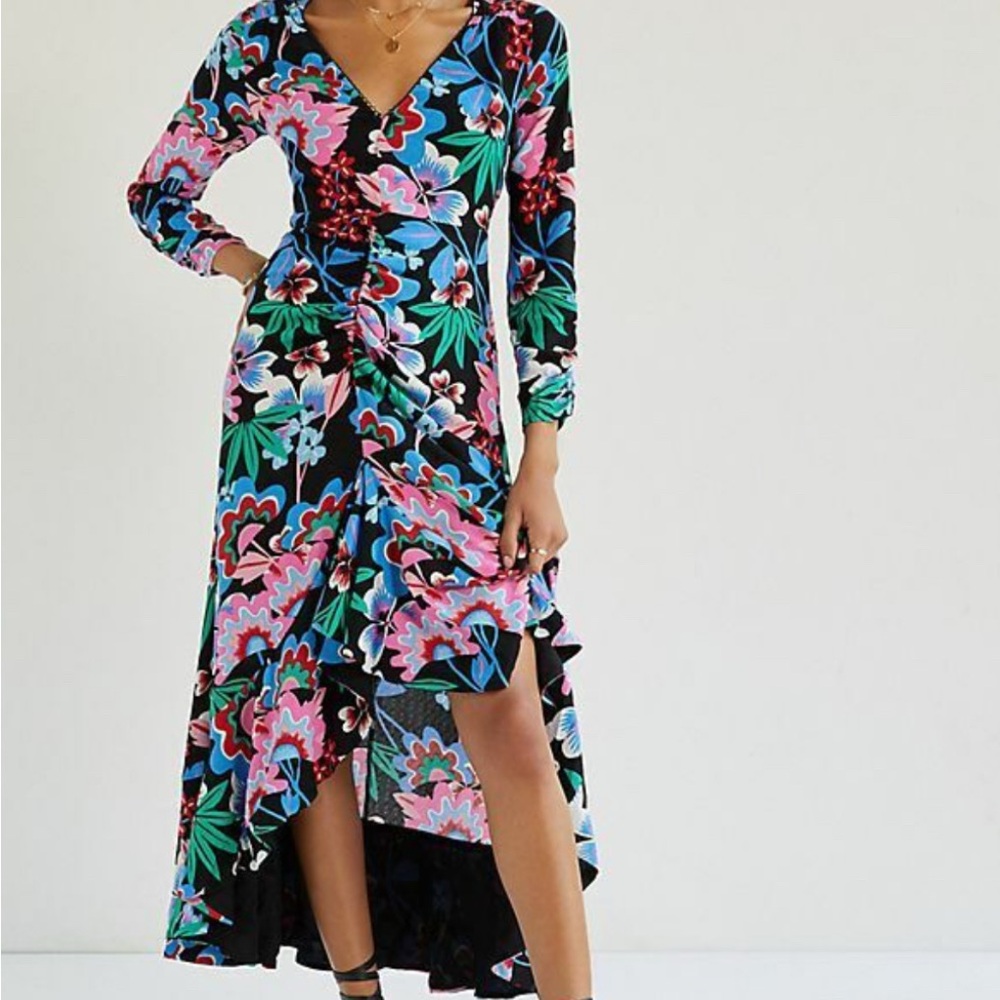 Anthropologie Vibrant Floral Midi Dress